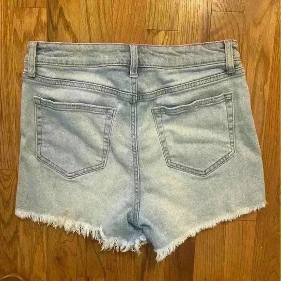 Just USA ELLIE High Rise Fray Hem Denim Shorts Size L Juniors Cut Offs Beach - Picture 9 of 9